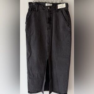 Abercrombie & Fitch Distressed Black Denim Midi Skirt NWT Size 26P